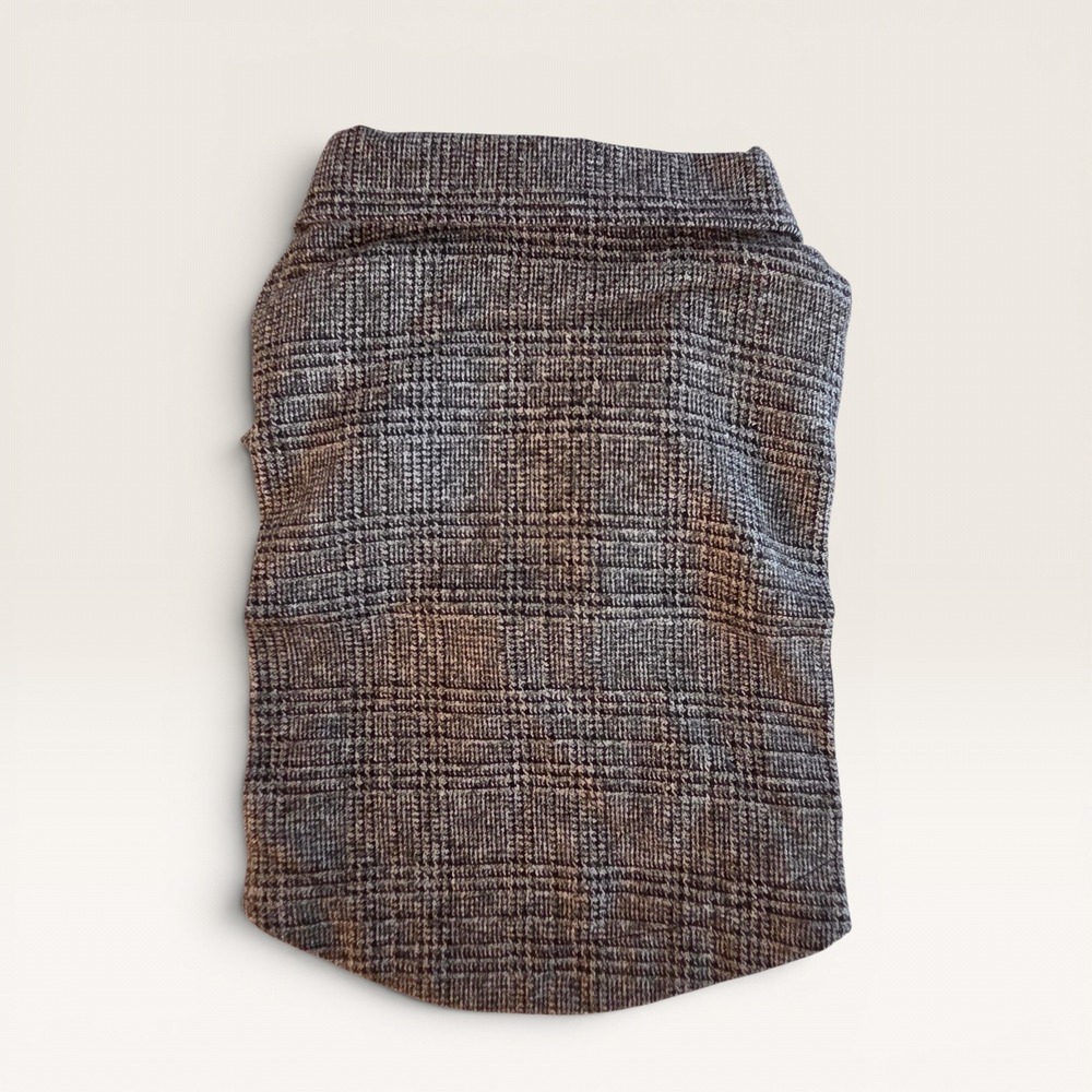 Plaid Dog Blazer Brown Grey Two‎ Button Pet Jacket Small - Picture 8 of 10